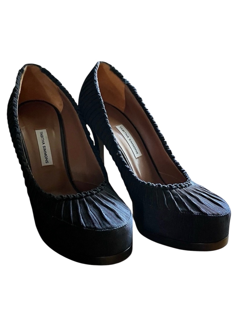 Tabitha Simmons Fabulous Platform Silk Pumps Stiletto Heels, sz 7.5/38